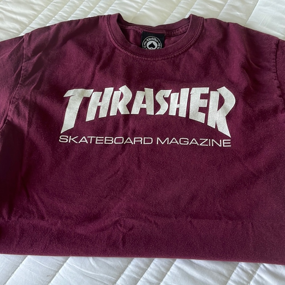 Maroon color Thrasher skateboard tshirt